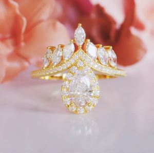 Elegante Anillo de Compromiso de Lujo Chapado en Oro Rosa con Moissanita de Corte Pera de Plata Esterlina para Mujer, Regalo para Fiestas y Bodas - Product Image 3