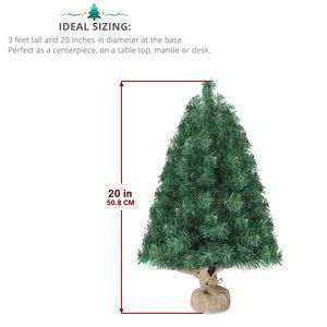 Albero di Natale Artificiale Mini da 20 Pollici Pre-Illuminato, Ornamenti Natalizi da Tavolo, 30 Luci Calde a Batteria, Realistico - Product Image 2
