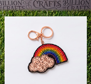 Handmade Beaded Smiley Face Keychain Round <b>Glass</b> Bead Funny Bag <b>Charm</b> Pendant - Product Image 5