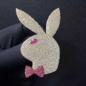 Pendentif Hip Hop de Luxe Exclusif en Or 14K et Argent Sterling, Moissanite Taille Brillant, Plaqué Rhodium, Fournisseur OEM Personnalisé pour Cadeaux - Product Image 3