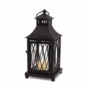 Lanterne d'Halloween en métal noir avec découpes de fantômes et motif « Boo » pour la décoration de la maison, lanternes suspendues et au sol - Product Image 2