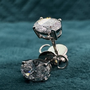 Pendientes de Diamantes Cultivados en Laboratorio con Corte Ovalado, Certificados por IGI, Oro Blanco de 14K, Joyería de Lujo, Brillante, Solitario, para Bodas y Fiestas - Product Image 5