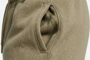 Pull décontracté pour homme en molleton tricoté beige à manches longues, en coton et élasthanne, col boutonné uni, respirant, 220g, jersey teint uni - Product Image 2