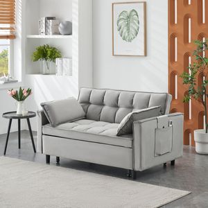 Divano Letto Futon Moderno in Velluto, Piccolo Divano Reclinabile con Cuscini Decorativi e Tasche, Divano Estraibile - Product Image 6