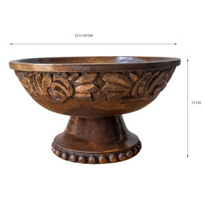 Bol à fruits à salade en bois de mangue fini noyer style moderne artistique durable présentoir de souvenirs de stockage de table personnalisé - Product Image 3