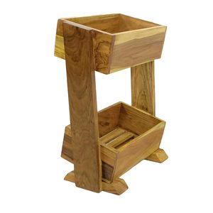 Estante de Almacenamiento Multiusos de Madera de Dos Niveles, Cesta para Frutas y Verduras, Organizador de Cebollas, Papas y Sabji para la Encimera de la Cocina - Product Image 2