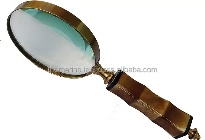 ハンドヘルドアンティーク真鍮拡大鏡10X読書検査コイン & スタンプ低視力高齢者樹脂ハンドル付き