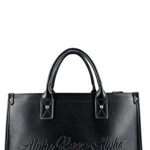 Sac fourre-tout AKA Midnight en similicuir noir, sac à main à bandoulière avec logo AKA en relief, grand sac fourre-tout pour femme, idéal pour tous les jours - Product Image 5