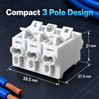 Bloc de jonction 3 positions 902-3P, connecteur rapide sans vis pour câble, 450V 32A, PA66, double poussoir pour panneau de commande d'éclairage