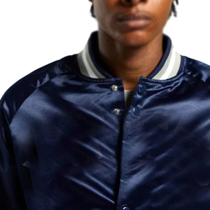 Customized Size <b>Lightweight</b> Vintage New Design Satin Bomber <b>Jacket</b> Stand Collar Winter <b>Breathable</b> <b>Waterproof</b> Satin <b>Jacket</b> - Product Image 4