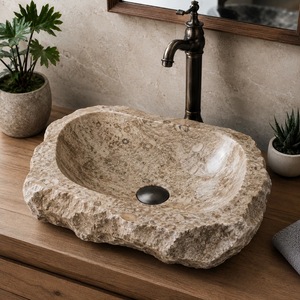 Vasque en marbre naturel irrégulier, sculptée à la main, moderne, pour salle de bain de luxe, hôtel, meuble-lavabo, salle à manger – Fournisseur en gros - Product Image 2