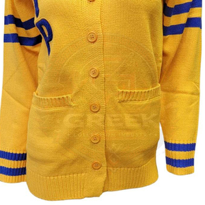 Custom SGRHO |Sigma| Sorority <b>Cardigan</b> Royal Blue V Neck Acrylic Knitted Embroidery Chenille Greek Letters University Winter - Product Image 5