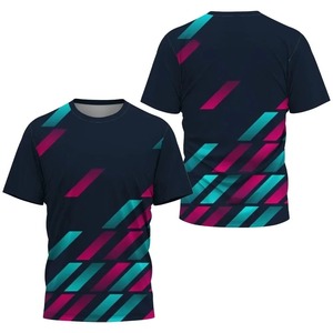 Men's Geometric Pattern Short Sleeve T-<b>Shirt</b> O-Neck Breathable Casual Style <b>100</b>% <b>Polyester</b> Knitted Fabric Regular Fit - Product Image 1