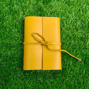 A6 Yellow Leather Planner Envelope <b>Sleeve</b> Hand <b>Book</b> Sheet Document Portfolio Holder Slim Business Refillable Diary Notebook Wrap - Product Image 1