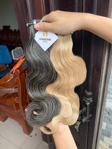CDYHAIRVN Extensions de cheveux naturels gris ondulés, cheveux vietnamiens bruts, directement de l'usine, cuticules alignées, provenant de personnes âgées - Product Image 2