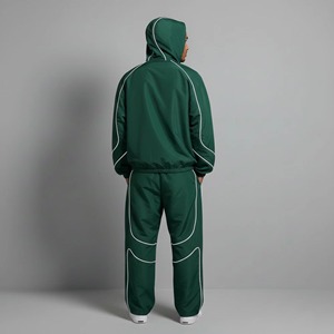 Custom Men's Sportswear Zip up Jacket Jogger Stylish Pants <b>Waterproof</b> Reflective Piping Windbreaker <b>Tracksuit</b> for Men - Product Image 5