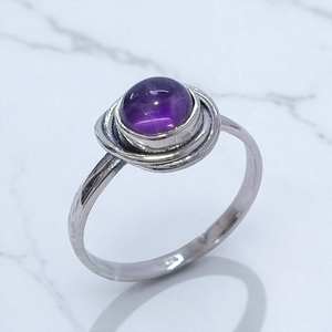 Bague en améthyste violette naturelle, faite à la main, en argent sterling 925, prix de gros, bijoux en argent - Product Image 3