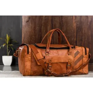 Bolsa de Viaje para Hombre Hecha a Mano al por Mayor, Color Marrón, 100% Cuero Genuino, Bolsa de Viaje de Fin de Semana, Equipaje de Mano, Bolsa de Viaje para Pasar la Noche - Product Image 1