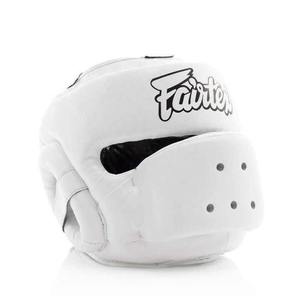 หมวกป้องกันศีรษะสำหรับชกมวย Fairtex สีขาว คุณภาพสูง ผลิตตามสั่ง ทำจากหนังแท้ ป้องกันใบหน้าสำหรับคิกบ็อกซิ่ง หมวกชกมวยแบบสั่งทำพิเศษ - Product Image 6
