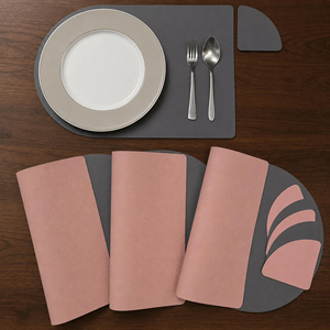 Navy Blue Rectangle <b>Placemats</b> With <b>Coasters</b> Non-Slip Oil Proof Reusable Washable Table Mats <b>Set</b> Custom requirements - Product Image 6