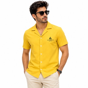 Private Label Men's Hawaiian Camp Collar Shirt Custom Tropical Palm <b>Leaf</b> Print Polyester Beach Resort Vacation Button Up Shirt - Product Image 2