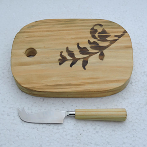 เขียงชีสไม้สั่งทำพิเศษ พร้อมอุปกรณ์ตัด คุณภาพสูง ทำจากไม้มะม่วง รูปทรงวงรี ขายดีที่สุด อุปกรณ์ครัวไม้ - Product Image 1