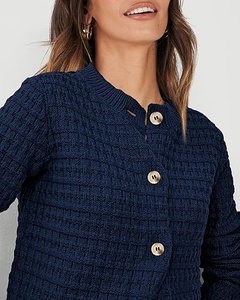 Women Knitted <b>Cardigan</b> Long Sleeve Crew Neck Button Closure Solid Color Casual Wear Soft Acrylic Autumn Outerwear - Product Image 4