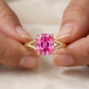 2ct Cushion Cut Pink Moissanite Split Band <b>Ring</b> <b>Solitaire</b> Engagement <b>Ring</b> Rhodium Plated 925 <b>Silver</b> Luxury Anniversary Gift for - Product Image 3