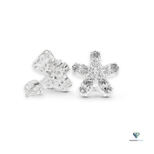 Boucles d'oreilles en or blanc 2,31 carats avec diamants ovales et ronds cultivés en laboratoire, motif floral, en or massif 14 carats - Product Image 2