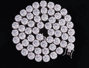 Collier tennis élégant en moissanite, coupe brillant rond, chaîne en argent 925 avec sertissage à griffes, chaîne tennis de luxe pour femme - Product Image 3