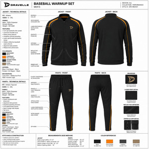 Full Zip Baseball Warmup <b>Jacket</b> Tapered Pants <b>Reflective</b> Team Training Tracksuit Set Uniform - Product Image 6
