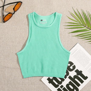 Wholesale Custom Women's Breathable Casual Ribbed Tank <b>Top</b> Active Sports Yoga & Running Wear Sleeveless Back Design - Product Image 6