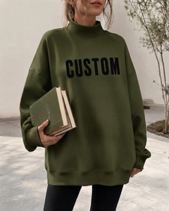 เสื้อพูลโอเวอร์คอเต่าแขนยาวไซส์ใหญ่สำหรับผู้หญิง ผลิตจากผ้าฟลีซเนื้อนุ่ม สำหรับแฟชั่นฤดูใบไม้ร่วงและฤดูหนาว ขายส่ง - Product Image 1