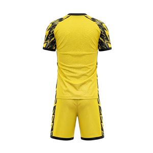 Yellow Black Contrast Soccer Uniform Vibrant Football Jersey Set Team Match Wear Breathable Polyester Sportswear - Product Image 2
