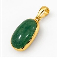 Colgante de Plata de Ley 925 con Gema Ovalada de Aventurina Verde, Moderno y Elegante, para Hombre, Mujer, Unisex, Piedra a Elección - Product Image 3
