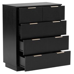 Cassettiera a cinque cassetti in particolato P2 e fibra di legno ad alta densità nera, 72x41x94 cm, con frontale a motivo ondulato e quattro livelli di contenimento - Product Image 3