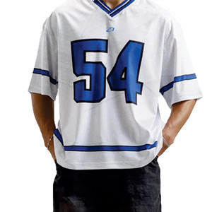 Camiseta de Fútbol Americano Personalizada Blanca y Azul de Malla, Estilo Urbano para Hombre, Uniforme de Equipo Transpirable con Número Personalizado 54, Proveedor - Product Image 4