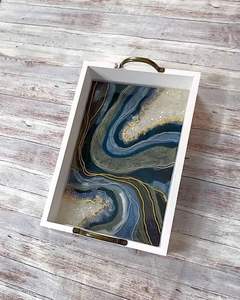 Best Selling Modern Handmade Resin <b>Tray</b> Home Decor <b>Organizer</b> for Vanity <b>Desk</b> Tabletop Available at Excellent Price - Product Image 4