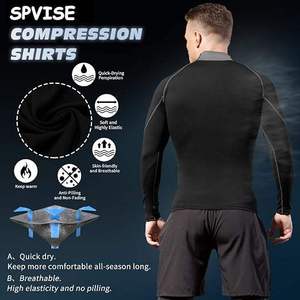 <b>Men's</b> Full Sleeve <b>Compression</b> <b>Shirt</b> Black Spandex Polyester Quick Dry Breathable 140g Sport Top Rash Guard - Product Image 3