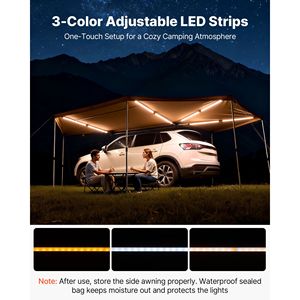 Tenda per Camion da 117 Piedi Quadrati con Veranda a 270 Gradi e Luci LED, Impermeabile UV50+, Tenda Laterale per Veicoli per Tutte le Condizioni Meteo - Product Image 5