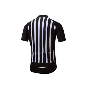 Ensemble de maillot de cyclisme pour homme, noir et blanc rayé, manches courtes, vêtements de vélo avec short à bretelles rembourré - Product Image 4