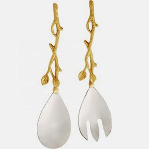 Juego de cubiertos de acero inoxidable de oro mate real de alta calidad, mango de diseño de alfabeto único, cocina Vintage ecológica para la escuela trasera - Product Image 3