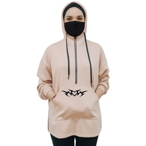 Sudaderas con capucha modestas islámicas largas de lana de algodón grueso transpirable para mujer - Product Image 1