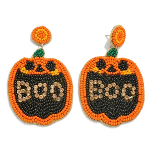 Pendientes colgantes hechos a mano con cuentas de calabaza y sombrero de bruja, estilo bohemio para mujer, joyería de fiesta - Product Image 2
