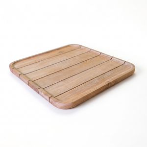 Bandeja de Madera con Listones, Bandeja Cuadrada de Madera para Servir con Bordes Elevados, Decoración Rústica para Mesa - Product Image 1