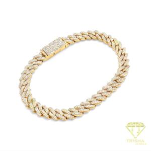 สร้อยข้อมือฮิปฮอปคิวบันลิงค์ระดับพรีเมียม ทำจากเงินแท้ 925 พร้อมเคลือบทองเหลืองขัดเงาและดีไซน์ลิงค์หนา - Product Image 1