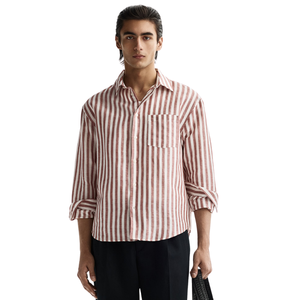 Chemise décontractée tissée à manches longues et col boutonné pour homme, avec poche poitrine, coupe décontractée, vente en gros, vêtements OEM - Product Image 2