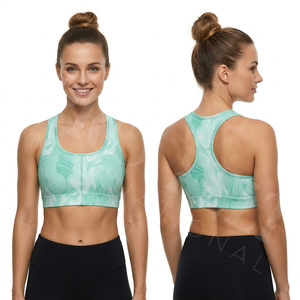 Soutien-gorge de sport personnalisé en polyester élastique, style personnalisé, pour la course, la gym, l'entraînement, crop top push-up, vêtements de sport doux, OEM ODM - Product Image 2