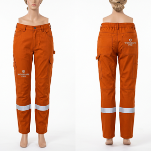 Men and Women <b>Work</b> <b>Pant</b> 280GSM Cotton Polyester Twill Beige Reflective Cargo Pocket Safety Workwear Custom Embroidery Print Logo - Product Image 2