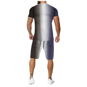 Conjunto de verano estampado de 2 piezas para hombre, conjunto de camiseta y pantalones cortos de algodón. - Product Image 2
